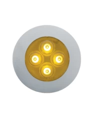 (CARD) CHROME PLASTIC 4 AMBER LED AUXILIARY LIGHT W/ BEZEL - CLEAR LENS