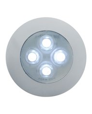 (CARD) CHROME PLASTIC 4 WHITE LED AUXILIARY LIGHT W/ BEZEL - CLEAR LENS (CARD) CHROME PLASTIC 4 WHITE LED AUXILIARY LIGHT W/ BEZEL - CLEAR LENS