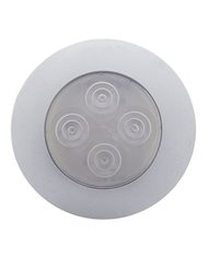 (CARD) CHROME PLASTIC 4 WHITE LED AUXILIARY LIGHT W/ BEZEL - CLEAR LENS