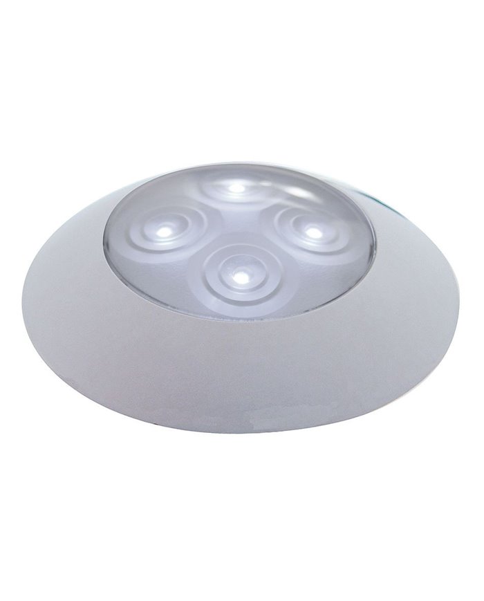 (CARD) CHROME PLASTIC 4 WHITE LED AUXILIARY LIGHT W/ BEZEL - CLEAR LENS
