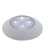 (CARD) CHROME PLASTIC 4 WHITE LED AUXILIARY LIGHT W/ BEZEL - CLEAR LENS