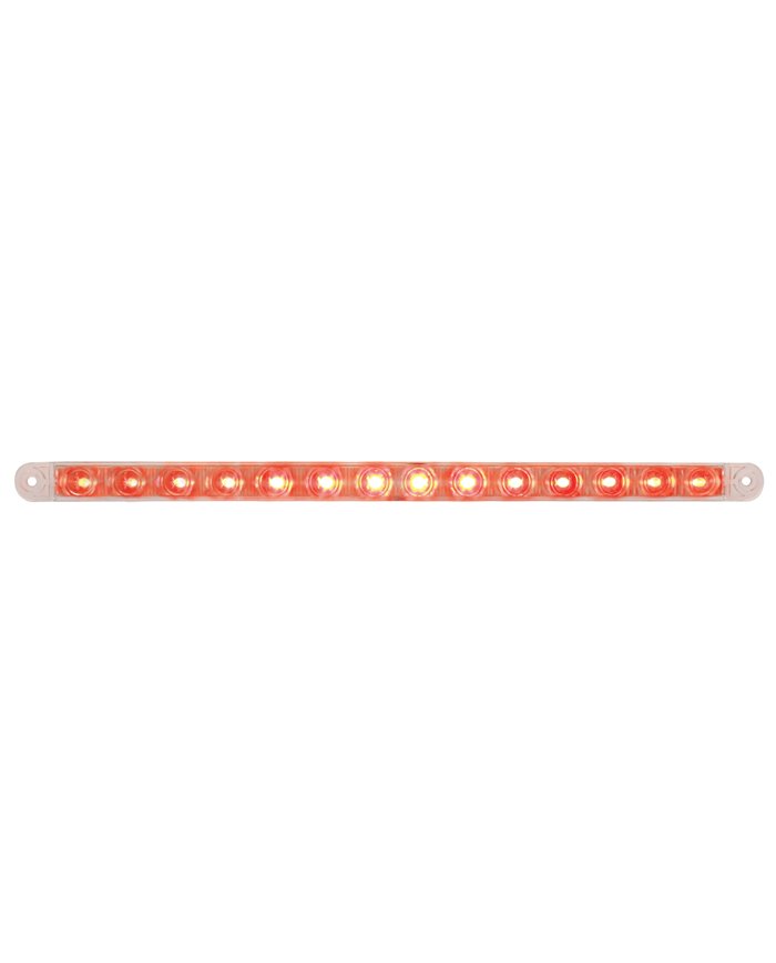 (CARD) 14 RED LED 12" FLUSH MOUNT S/T/T LIGHT - CLEAR LENS