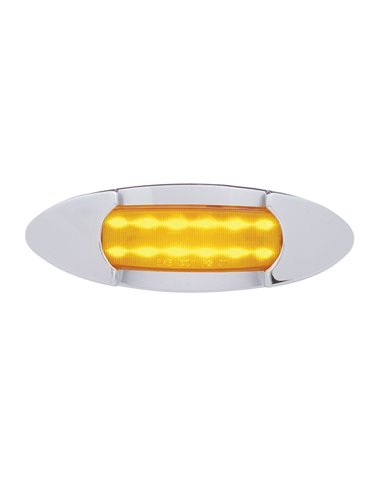 (CARD) 12 AMBER LED PETERBILT MARKER LIGHT W/ CHROME " MAVERICK" BEZEL - AMBER LENS (CARD) 12 AMBER LED PETERBILT MARKER LIGHT W/ CHROME " MAVERICK" BEZEL - AMBER LENS