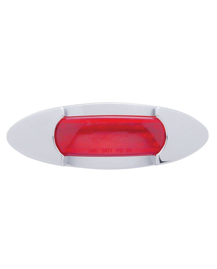 (CARD) 12 RED LED PETERBILT MARKER LIGHT W/ CHROME " MAVERICK" BEZEL - RED LENS