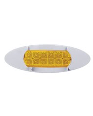 (CARD) 12 AMBER LED PETERBILT REFLECTOR MARKER LIGHT W/ CHROME " MAVERICK" BEZEL - AMBER LENS