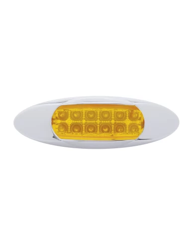 (CARD) 12 AMBER LED PETERBILT REFLECTOR MARKER LIGHT W/ CHROME "RENEGADE" BEZEL - AMBER LENS (CARD) 12 AMBER LED PETERBILT REFLECTOR MARKER LIGHT W/ CHROME "RENEGADE" BEZEL - AMBER LENS