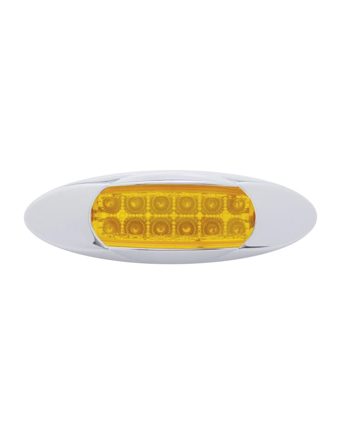 (CARD) 12 AMBER LED PETERBILT REFLECTOR MARKER LIGHT W/ CHROME "RENEGADE" BEZEL - AMBER LENS (CARD) 12 AMBER LED PETERBILT REFLECTOR MARKER LIGHT W/ CHROME "RENEGADE" BEZEL - AMBER LENS