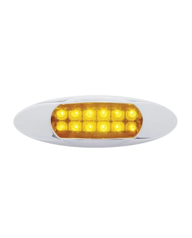 (CARD) 12 AMBER LED PETERBILT REFLECTOR MARKER LIGHT W/ CHROME "RENEGADE" BEZEL - AMBER LENS (CARD) 12 AMBER LED PETERBILT REFLECTOR MARKER LIGHT W/ CHROME "RENEGADE" BEZEL - AMBER LENS