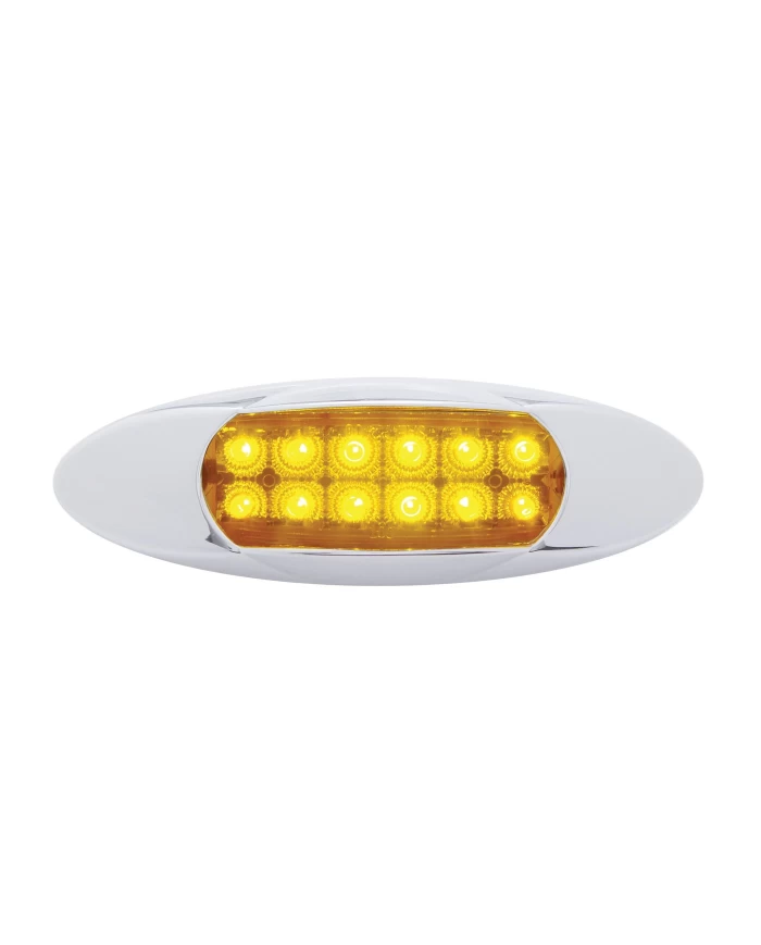 (CARD) 12 AMBER LED PETERBILT REFLECTOR MARKER LIGHT W/ CHROME "RENEGADE" BEZEL - AMBER LENS (CARD) 12 AMBER LED PETERBILT REFLECTOR MARKER LIGHT W/ CHROME "RENEGADE" BEZEL - AMBER LENS