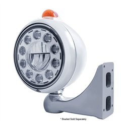 UP31490-Chrome Guide 682-C Headlight 11 LED Bulb & Dual Mode LED Signal - Amber Lens