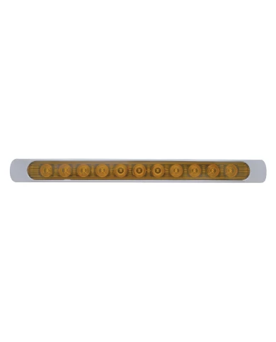 (CARD) 11 AMBER LED P/T/C LIGHT BAR W/ CHROME PLASTIC BEZEL - AMBER LENS (CARD) 11 AMBER LED P/T/C LIGHT BAR W/ CHROME PLASTIC BEZEL - AMBER LENS