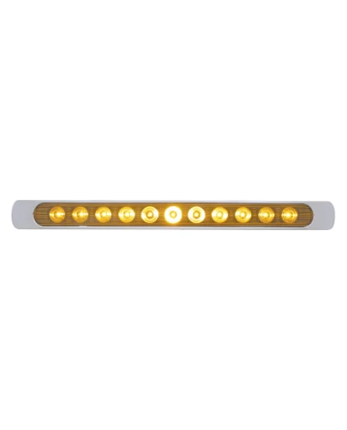(CARD) 11 AMBER LED P/T/C LIGHT BAR W/ CHROME PLASTIC BEZEL - AMBER LENS (CARD) 11 AMBER LED P/T/C LIGHT BAR W/ CHROME PLASTIC BEZEL - AMBER LENS