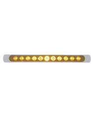 (CARD) 11 AMBER LED P/T/C LIGHT BAR W/ CHROME PLASTIC BEZEL - AMBER LENS