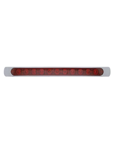(CARD) 11 RED LED P/T/C LIGHT BAR W/ CHROME PLASTIC BEZEL - RED LENS (CARD) 11 RED LED P/T/C LIGHT BAR W/ CHROME PLASTIC BEZEL - RED LENS