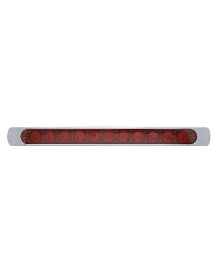 (CARD) 11 RED LED P/T/C LIGHT BAR W/ CHROME PLASTIC BEZEL - RED LENS