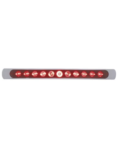 (CARD) 11 RED LED P/T/C LIGHT BAR W/ CHROME PLASTIC BEZEL - RED LENS (CARD) 11 RED LED P/T/C LIGHT BAR W/ CHROME PLASTIC BEZEL - RED LENS