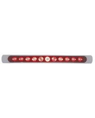 (CARD) 11 RED LED P/T/C LIGHT BAR W/ CHROME PLASTIC BEZEL - RED LENS