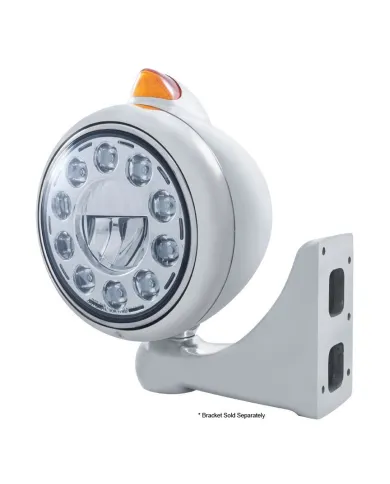 UP31492-Stainless Steel Guide 682-C Headlight 11 LED Bulb & Original Style LED Signal - Amber Lens
