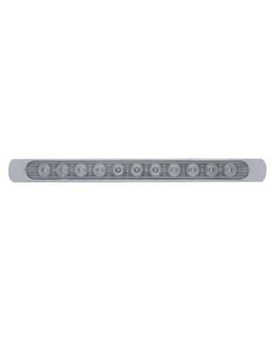 (CARD) 11 AMBER LED P/T/C LIGHT BAR W/ CHROME PLASTIC BEZEL - CLEAR LENS (CARD) 11 AMBER LED P/T/C LIGHT BAR W/ CHROME PLASTIC BEZEL - CLEAR LENS