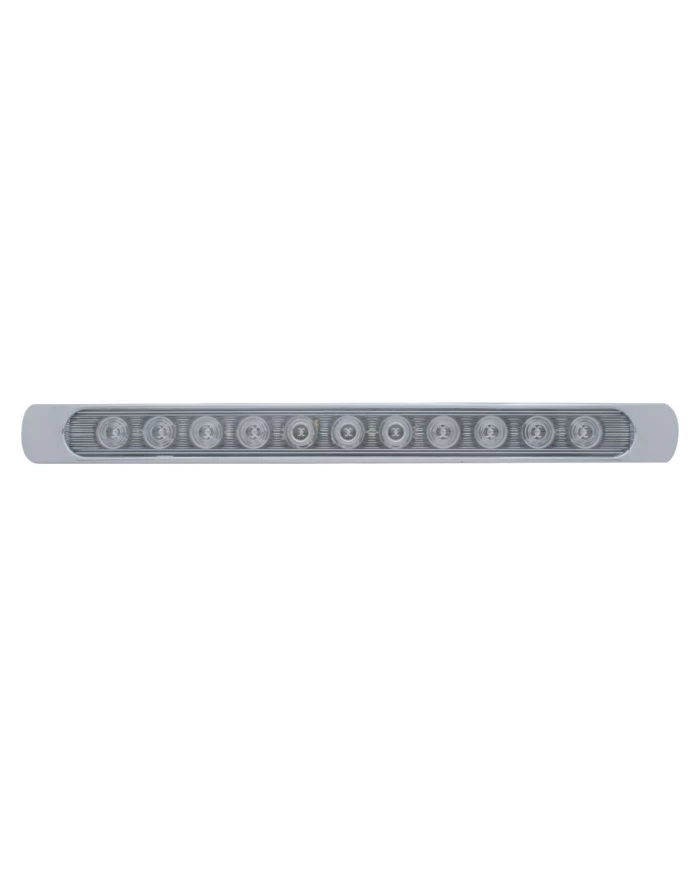 (CARD) 11 AMBER LED P/T/C LIGHT BAR W/ CHROME PLASTIC BEZEL - CLEAR LENS