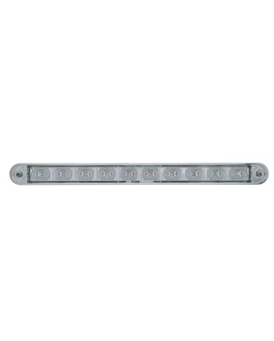 (CARD) 10 AMBER LED 9" LIGHT BAR W/ CHROME PLASTIC BEZEL - CLEAR LENS (CARD) 10 AMBER LED 9" LIGHT BAR W/ CHROME PLASTIC BEZEL - CLEAR LENS