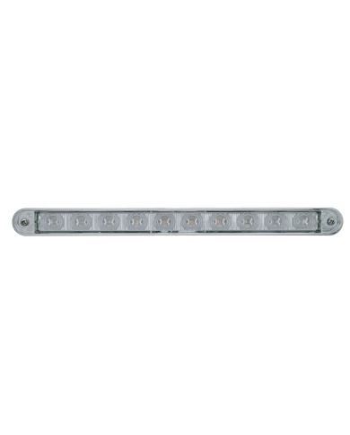 (CARD) 10 RED LED 9" LIGHT BAR W/ CHROME PLASTIC BEZEL - CLEAR LENS (CARD) 10 RED LED 9" LIGHT BAR W/ CHROME PLASTIC BEZEL - CLEAR LENS