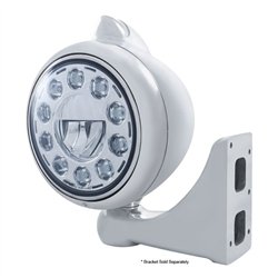 UP31493-Stainless Steel Guide 682-C Headlight 11 LED Bulb & Original Style LED Signal - Clear Lens