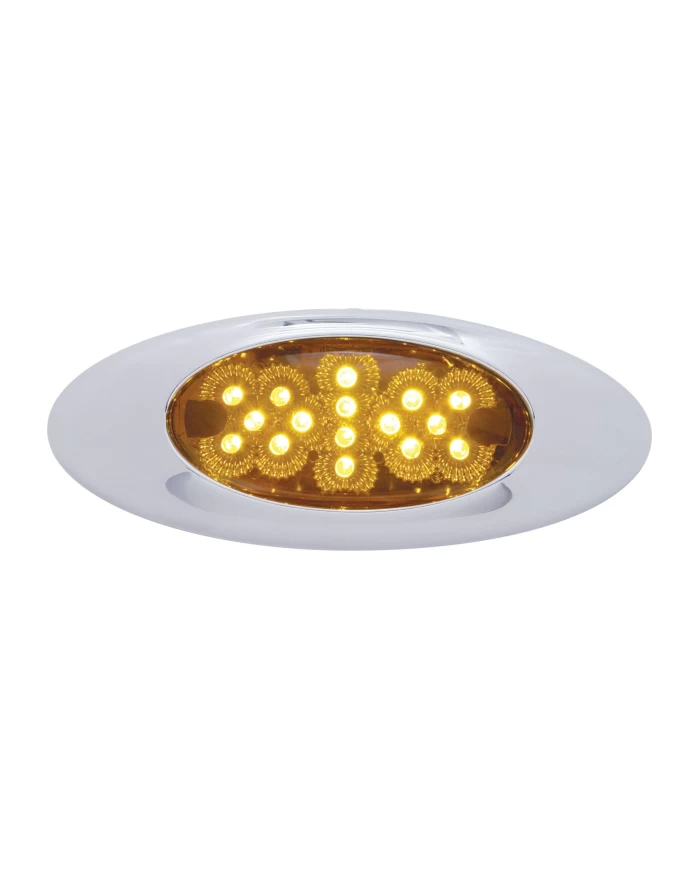 (CARD) 16 AMBER LED REFLECTOR LIGHT W/ "PHANTOM I" BEZEL - AMBER LENS