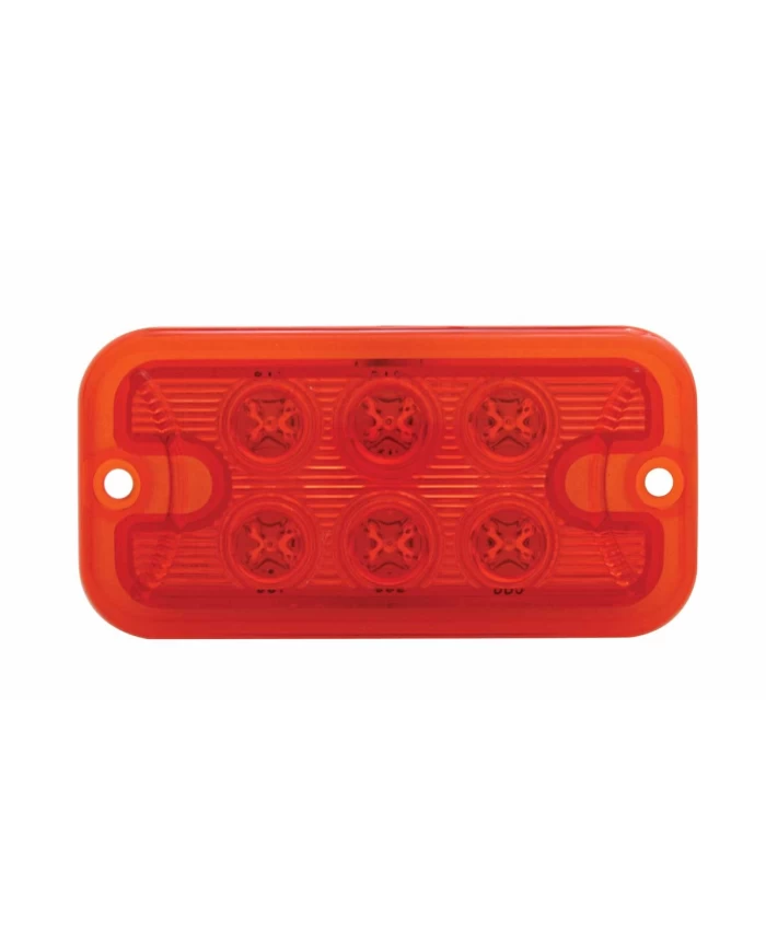 (CARD) 6 RED LED RECTANGULAR DUAL FUNCTION/BRIGHTNESS LIGHT - RED LENS