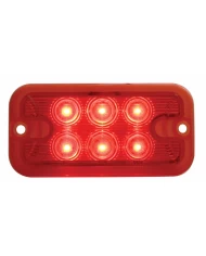 (CARD) 6 RED LED RECTANGULAR DUAL FUNCTION/BRIGHTNESS LIGHT - RED LENS