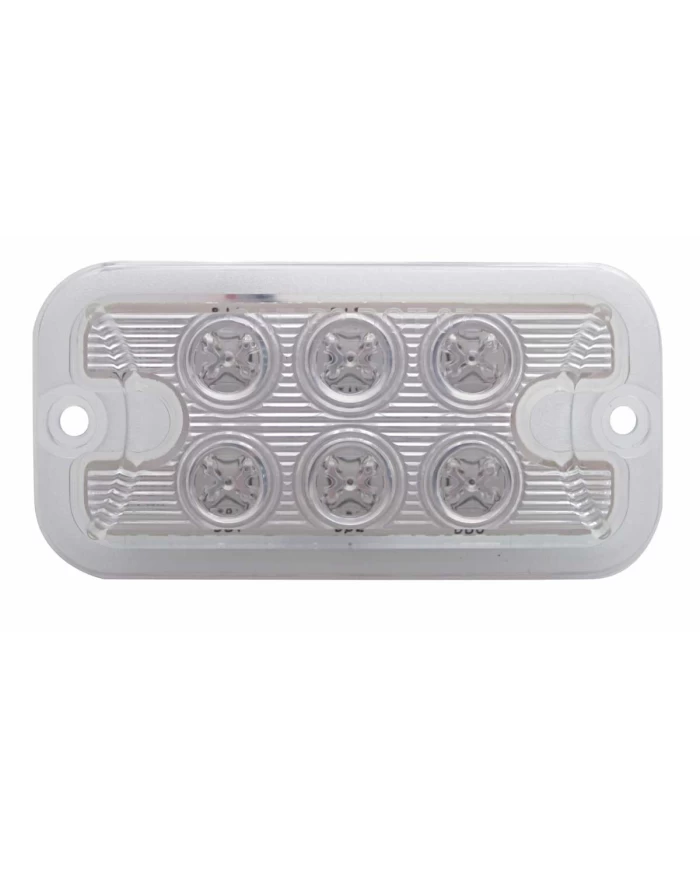 (CARD) 6 AMBER LED RECTANGULAR DUAL FUNCTION/BRIGHTNESS LIGHT - CLEAR LENS