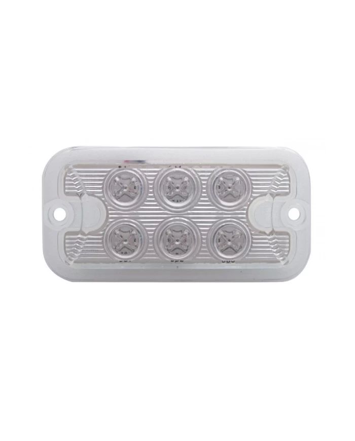 (BULK) 6 AMBER LED RECTANGULAR DUAL FUNCTION/BRIGHTNESS LIGHT - CLEAR LENS