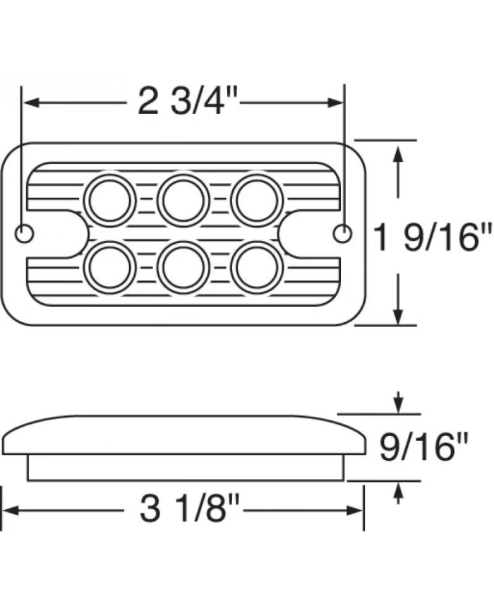 (BULK) 6 AMBER LED RECTANGULAR DUAL FUNCTION/BRIGHTNESS LIGHT - CLEAR LENS