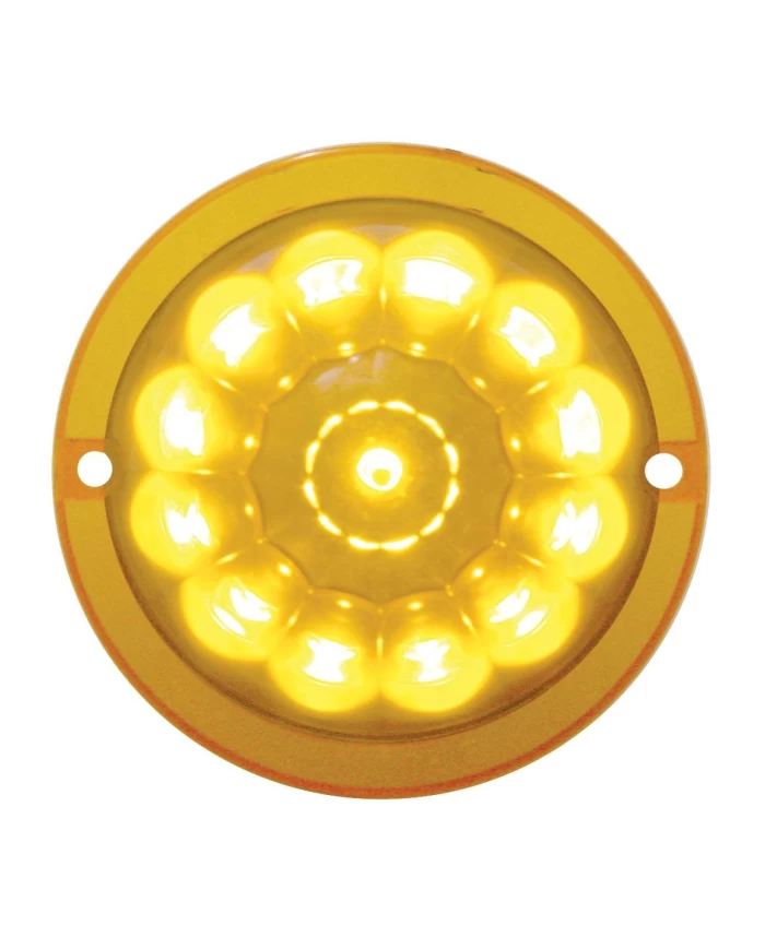 (CARD) ROUND CAB LIGHT W/ 13 AMBER LED WATERMELON TRUCK-LIGHT LENS - AMBER LENS (CARD) ROUND CAB LIGHT W/ 13 AMBER LED WATERMELON TRUCK-LIGHT LENS - AMBER LENS
