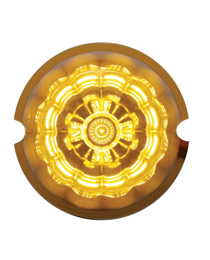 (CARD) ROUND REFLECTOR CAB LIGHT W/ 17 AMBER LED WATERMELON LENS - AMBER LENS (CARD) ROUND REFLECTOR CAB LIGHT W/ 17 AMBER LED WATERMELON LENS - AMBER LENS