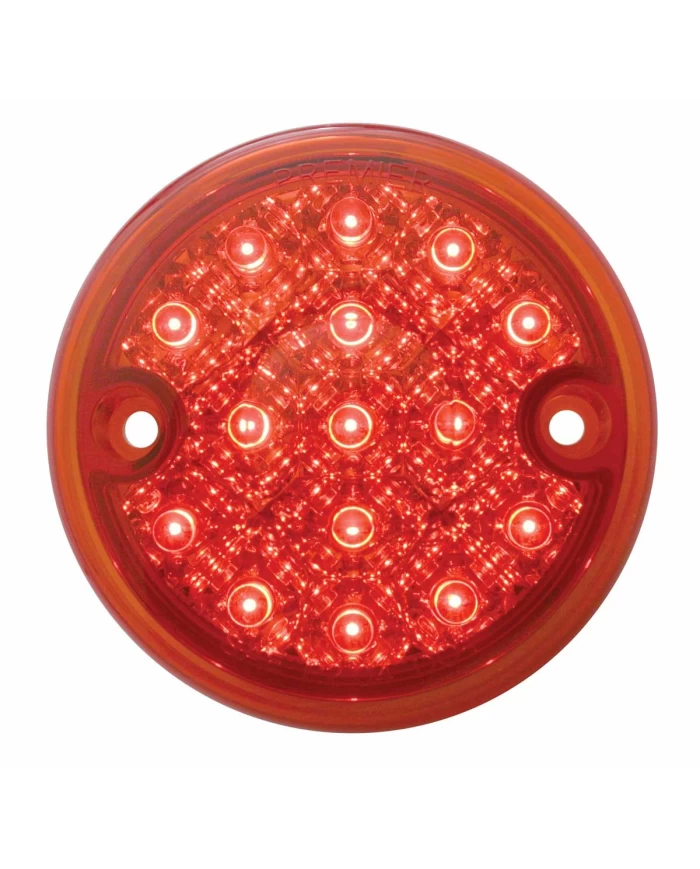 (BULK) 15 RED LED 3" SINGLE FACE LIGHT W/ REFLECTOR - RED LENS