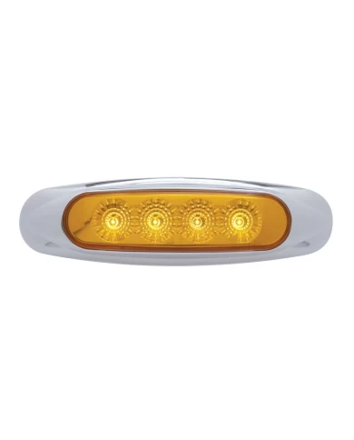 (CARD) 4 AMBER LED REFLECTOR MARKER LIGHT W/ CHROME PLASTIC BEZEL - AMBER LENS (CARD) 4 AMBER LED REFLECTOR MARKER LIGHT W/ CHROME PLASTIC BEZEL - AMBER LENS