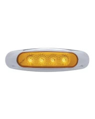 (CARD) 4 AMBER LED REFLECTOR MARKER LIGHT W/ CHROME PLASTIC BEZEL - AMBER LENS