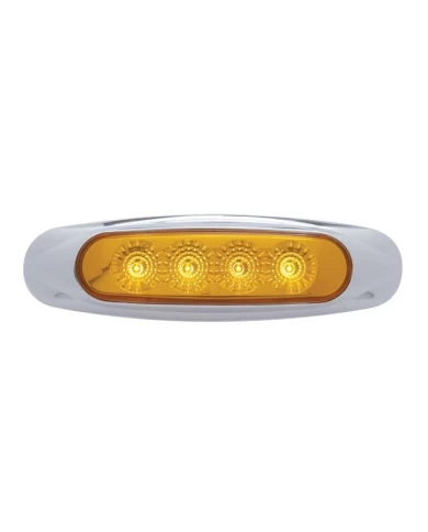 (CARD) 4 AMBER LED REFLECTOR MARKER LIGHT W/ CHROME PLASTIC BEZEL - AMBER LENS (CARD) 4 AMBER LED REFLECTOR MARKER LIGHT W/ CHROME PLASTIC BEZEL - AMBER LENS