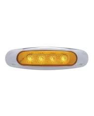 (CARD) 4 AMBER LED REFLECTOR MARKER LIGHT W/ CHROME PLASTIC BEZEL - AMBER LENS