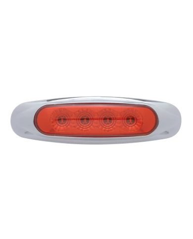 (CARD) 4 RED LED REFLECTOR MARKER LIGHT W/ CHROME PLASTIC BEZEL - RED LENS (CARD) 4 RED LED REFLECTOR MARKER LIGHT W/ CHROME PLASTIC BEZEL - RED LENS