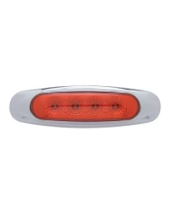 (CARD) 4 RED LED REFLECTOR MARKER LIGHT W/ CHROME PLASTIC BEZEL - RED LENS