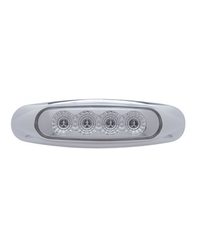 (CARD) 4 RED LED REFLECTOR MARKER LIGHT W/ CHROME PLASTIC BEZEL - CLEAR LENS (CARD) 4 RED LED REFLECTOR MARKER LIGHT W/ CHROME PLASTIC BEZEL - CLEAR LENS