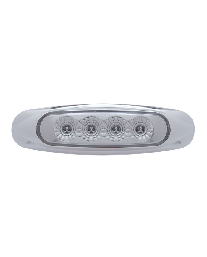 (CARD) 4 RED LED REFLECTOR MARKER LIGHT W/ CHROME PLASTIC BEZEL - CLEAR LENS (CARD) 4 RED LED REFLECTOR MARKER LIGHT W/ CHROME PLASTIC BEZEL - CLEAR LENS