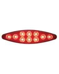 (CARD) 10 RED LED CATS EYE S/T/T LIGHT W/ CHROME BEZEL - RED LENS