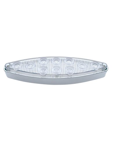 (CARD) 10 AMBER LED CATS EYE P/T/C LIGHT W/ CHROME BEZEL - CLEAR LENS (CARD) 10 AMBER LED CATS EYE P/T/C LIGHT W/ CHROME BEZEL - CLEAR LENS