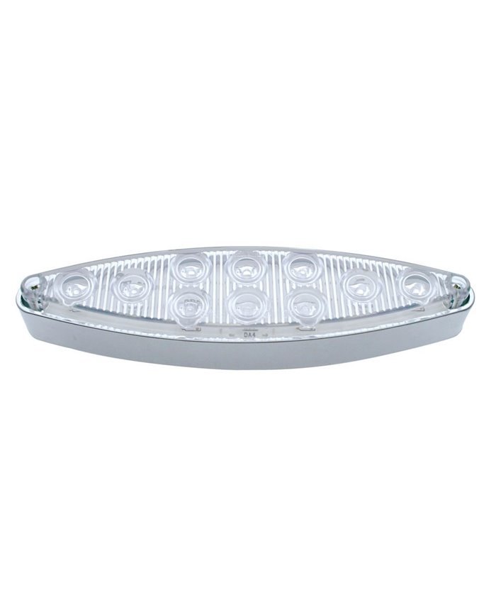 (CARD) 10 AMBER LED CATS EYE P/T/C LIGHT W/ CHROME BEZEL - CLEAR LENS