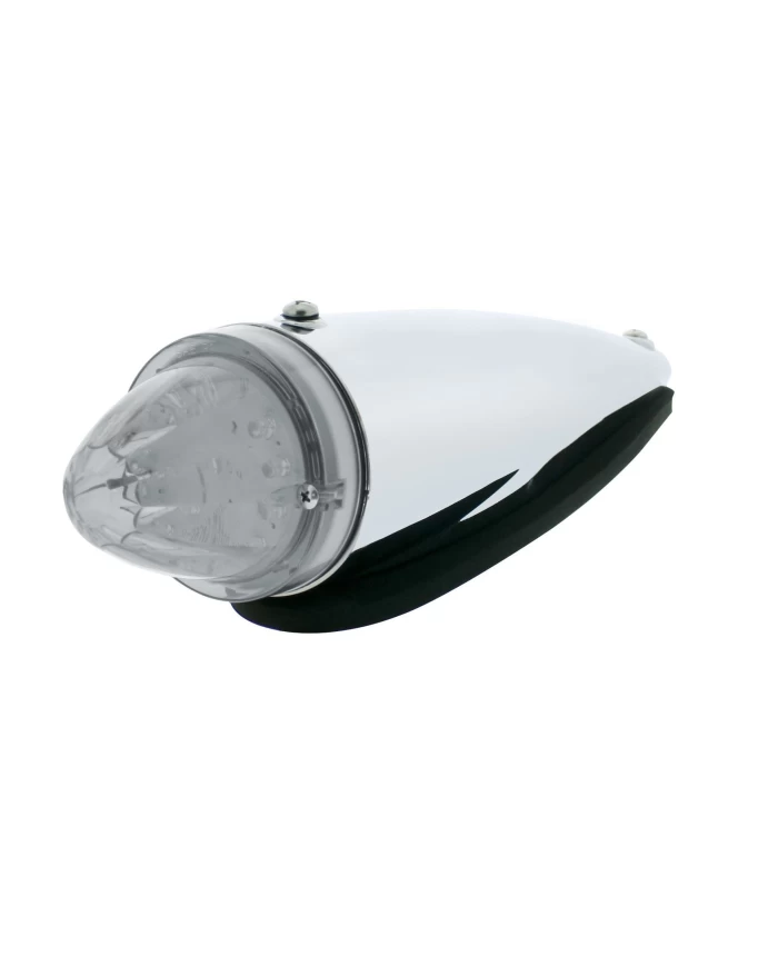 (BOX) CHROME PLASTIC 13 AMBER LED ROUND WATERMELON CAB LIGHT - CLEAR LENS (BOX) CHROME PLASTIC 13 AMBER LED ROUND WATERMELON CAB LIGHT - CLEAR LENS