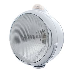 UP31530-Stainless Steel Guide 682-C Style Headlight H4 & LED Turn Signal - Clear Lens