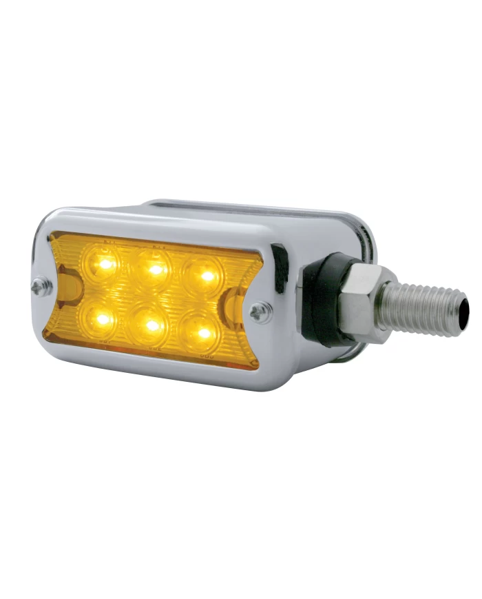 (BULK) 37 AMBER LED FRONT TURN SIGNAL LIGHT W/ CHROME BASE - CLEAR LENS